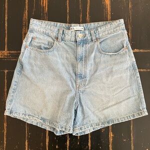 Zara High Waist Denim Mom Shorts